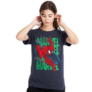 Spider-Man Womens/Ladies Wall Crawling T-Shirt / Deep Navy